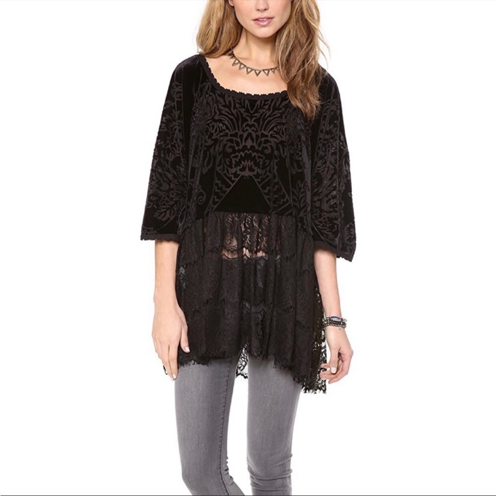 Free People Fortune Teller Velvet Lace Tunic